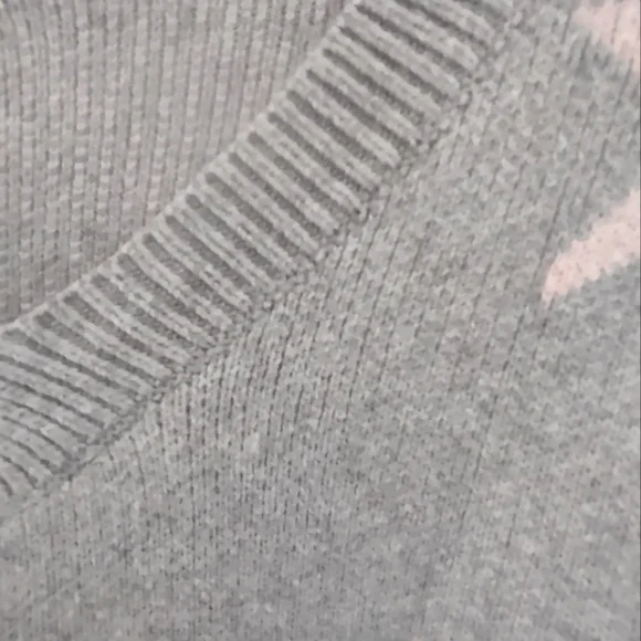 ADORA Soft Gray V-Neck Sweater with Pink Stars - Picture 3 of 8
